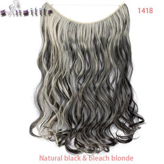 S-noilite 20 inch Invisible Wire No Clip One Piece Hair Extensions Secret Fish Line Hairpieces Silky Straight natural Synthetic