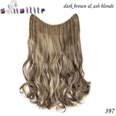 S-noilite 20 inch Invisible Wire No Clip One Piece Hair Extensions Secret Fish Line Hairpieces Silky Straight natural Synthetic